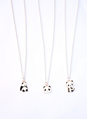Jewels Wallah Panda pendant combo Pack of 3 Charm necklace for girls Gold-plated Alloy Pendant Set