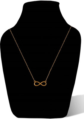 Uniqon Golden Color Infinite/Infinity Charm Locket Pendant Necklace With Clavicle Chain Stainless Steel