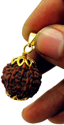 A1 yashvriddhi Six Mukhi/Faced Rudraksha Astrological | Positive Effect | Unisex Both Beads Gold-plated Plated Brass, Wood Chain Set
