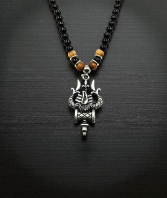 Maaword Mahakal Locket with Trishul | Silver Plated Lord Shiva Mahadev Pendant Stainless Steel Pendant Set