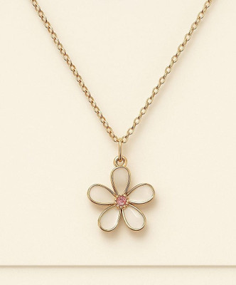 Imrazeluxe Elegant Flower Pendant Necklace Gold-plated Stainless Steel Locket