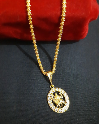JIYANSHI ENTERPRISE Ma Sheravali Round Diamond & CHANDRAMUKHI Gold-plated Diamond Alloy Pendant Set