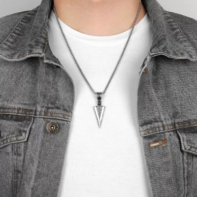 Animated Arrow & Owl Ring for Men and Boys Stylish Biker/Party Wear Silver Stainless Steel Pendant