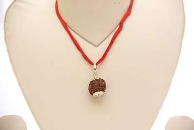 Anandam 5 Mukhi Rudraksha Pendant Nepali Certified Wood Pendant Silver Wood