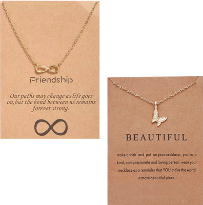 AVR JEWELS Combo of 2 Elegent Infinity Gold-plated Alloy Pendant
