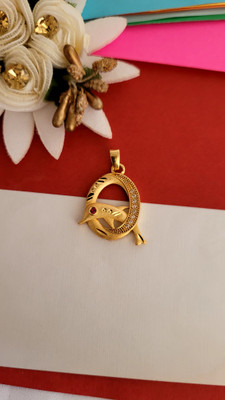 Granth Enterprise Dolphin Motif Gold-Plated Pendant with Ruby & CZ Accents Brass Pendant