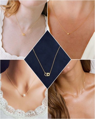 Vriva Jewels Pretty Necklace for women & Girls Gold-plated Agate Alloy Pendant Set