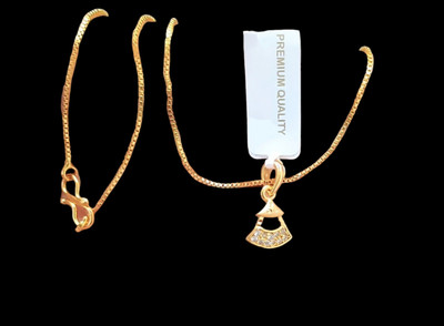 DIVS FASHION TINY BELL SHAPED PENDANT WITH BOX CHAIN Gold-plated Brass Pendant Set