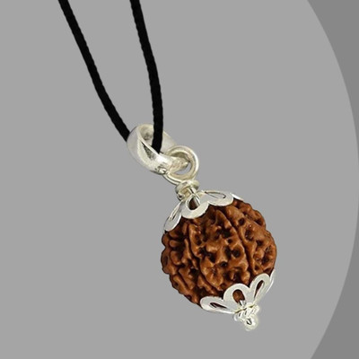 Fine Creation Original 5 Mukhi Rudraksha with Silver Pendant from Nepal Certified by Lab Silver Wood Pendant