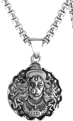Astrootalk Men's Silver Chain with Hanuman Pendant Stainless Steel Metal Pendant
