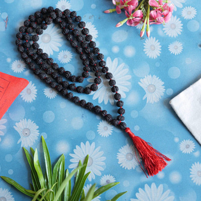 DIVINE HINDU Pure Black Rudraksha Mala | 108 Beads | Spiritual Meditation & Prayer Necklace Wood