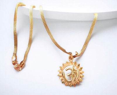 SAPNAPALACE OM PENDANT WITH GOLD CHAIN Gold-plated Brass Pendant Set