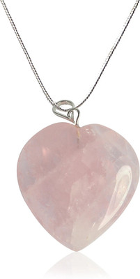 CRYSTU Natural Rose Quartz Heart Shape Pendant Locket with Metal Chain for Unisex Quartz, Agate Crystal Pendant