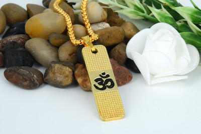 SHREEJIART DESIGNER CHAIN WITH OM PENDENT Gold-plated Alloy Pendant Set