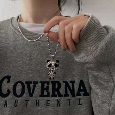 REVELATIONCART Sparkling Crystal Panda Pendant Necklace for Women & Girls Brass Alloy Pendant