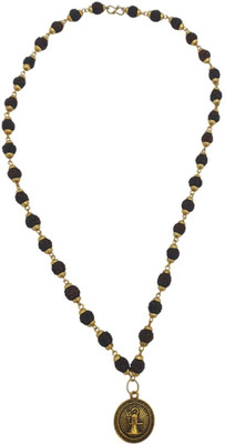 memstomuch 5 Mukhi Rudraksha Mala One Gram Gold-plated Beads Brass, Wood Pendant