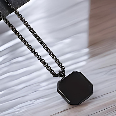 m a enterprises F 557_PR-blk cube+blk bar+blk arrw Stone Pendant Set
