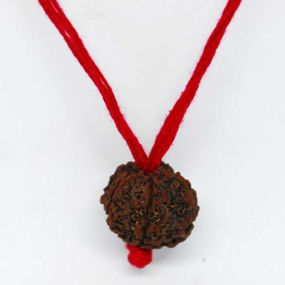 DIVINE SOUVENIRS Natural 4 Face Four Mukhi Nepali Rudraksha Simple Pendant with Red Thread Shiva Wood Pendant
