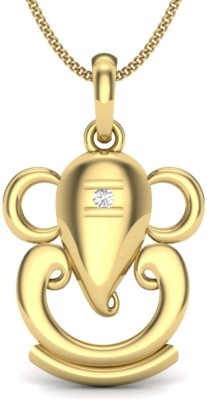 Mondals jewellery Ganesh JI PENDENT Gold-plated Cubic Zirconia Brass Pendant