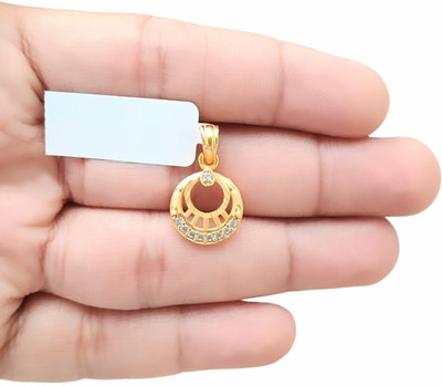 SAPNAPALACE CIRCLE CRESENT SHAPED DESIGNER GOLD DIMOND PENDANT Gold-plated Brass Locket