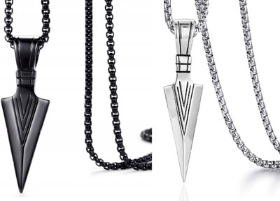 Riingzinee Bottel Pink Heart Necklace Pendant for Boy Black Silver Stainless Steel Pendant