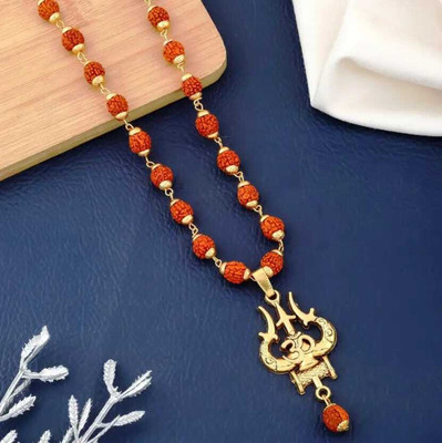 BHAGYA G Om Shiva Trishul Rudraksha Mala Trishul Damru Pendant, Spiritual Shiva Resin Pendant