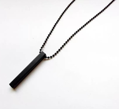 RKGCraft 3D Bar Vertical bar Black Stick Pendant Locket Stainless Steel Locket Set