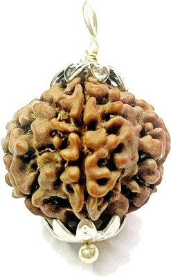 divinesouviners rudraksha pandent Silver Plated 5 mukhi Wood Pendant