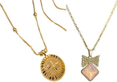 HEM RUPA Exquisite Locket and Chain Designs for Men, Boys, Women and Girls Gold-plated Brass, Metal Locket Set