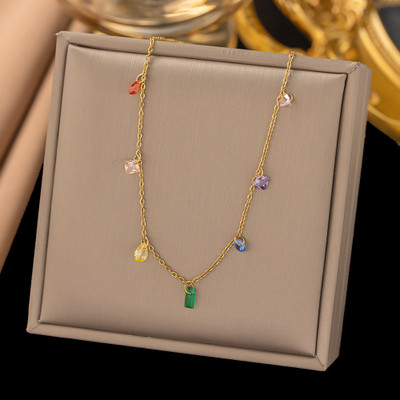 MYKI Multicolor pendant For women & girls Gold-plated Cubic Zirconia Stainless Steel Pendant