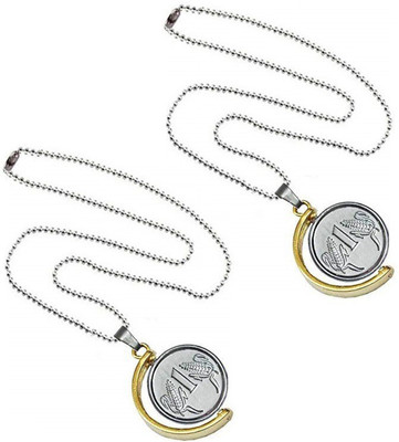 m a enterprises Golden & Silver Plated One Rupees Coin/Sikka Locket Pendant Necklace With Chain Silver Metal