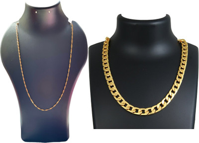 Charms Daily Wear Gold Plated GOLD CHAINS 2 PICS SET Gold-plated Alloy Locket Set