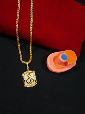 Pihoo Enterprise gold plated alloy chain Goga Snake SQUARE & (JAYPURI ) Gold-plated Diamond Alloy Pendant Set