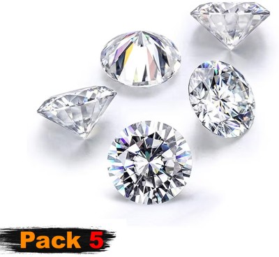 R.K GEMS Cubic Zirconia Loose Round Faceted Alternative for Diamonds in 9mm 5 Pieces Diamond Stone