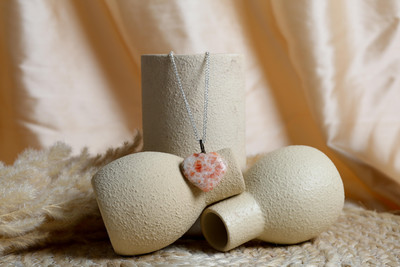 Zenn Aura Sunstone Heart Pendant | Heart of Joy Crystal Pendant