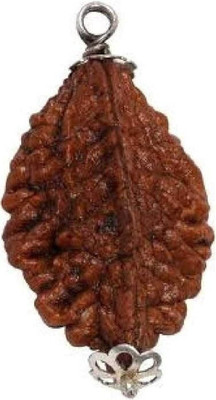 urbanzebra Natural Nepali 2 Mukhi Rudraksha Two Faced Rudraksha Metal Capping Wood Pendant
