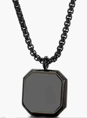 Vedansh Stylish Titanium Plated Black Onyx Pendants Titanium Onyx Stainless Steel Pendant