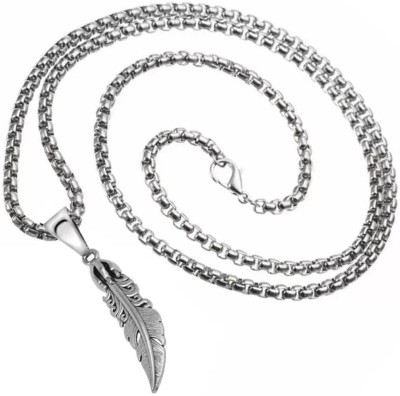 Shiv Jagdamba Biker Jewelry Valentine Gift Mens Feather Charm Pendant Necklace Sterling Silver Stainless Steel Pendant