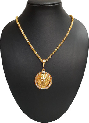 Sipradh Lion Round Diamond & CHANDRAMUKHI Gold-plated Diamond Alloy Pendant Set
