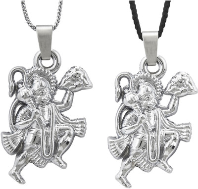 Shining Jewel Lord Hanuman Combo Rhodium Brass Pendant