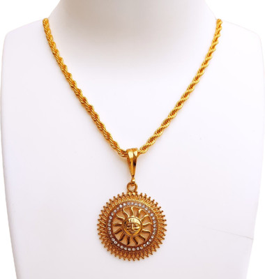 Jemeefly Surya pandent with Rassa chain for mens and boys Gold-plated Alloy Pendant Set