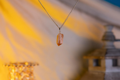 Zenn Aura Citrine Raw Point Pendant | Focused Prosperity Crystal Pendant