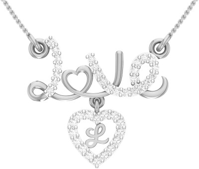 Kanak Jewels Valentine Hanging Alphabet letter L Hanging Silver Gold plated Heart Latest American Diamond for Women Girls Girlfriend Men Boys Couples Lovers Design Silver Gold and Rhodium alphabet Cubic Zirconia Brass Chain Pendant Silver Cubic Zirconia Brass Pendant