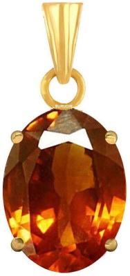 Suruchi Gems & Jewels Hessonite (Gomed) 10.25 Ratti or 9.50 Ct Gemstone For Men and Women Five Metal Gold-plated Alloy Pendant