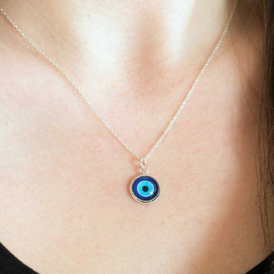 house of common DEvil Eye Pendant/Necklace Protect You From Harmful Energy and Negativity Silver Stainless Steel Pendant