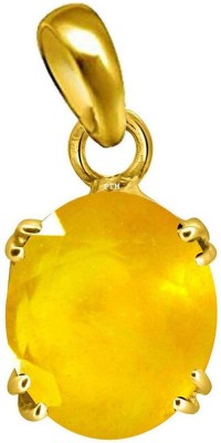 PTM Yellow Sapphire (Pukhraj) 9.25 Ratti or 8.5 Ct Panchdhatu/5 Metal Men and Women Gold-plated Alloy Pendant