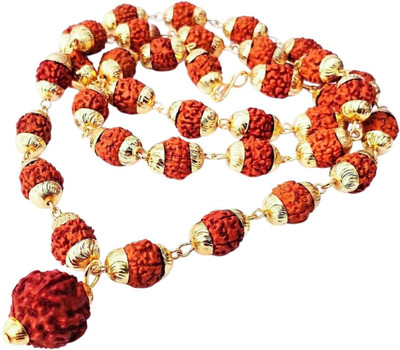 Banke Collection Natural & Energized Rudraksha Rosary/ Mala 31+1 Big Rudraksh Mala Gold-plated Beads Brass, Alloy Locket Set