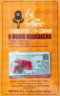 Robin Export Company Premium 8 Mukhi Nepali Rudraksha Eight Faced Rudraksha With Lab tested Sterling Silver Wood Pendant