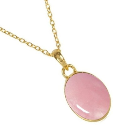 Gemzonite Rose Quartz Healing Gemstone Certified Precious Stone Pendant For Men & Women Gold-plated Quartz Brass