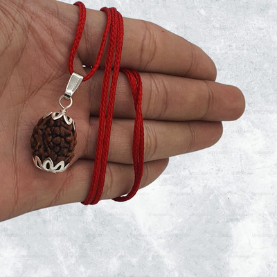 BHAKTI CHIMES Premium 3 Mukhi Rudraksha Nepali Chikna pendant Silver Brass Pendant